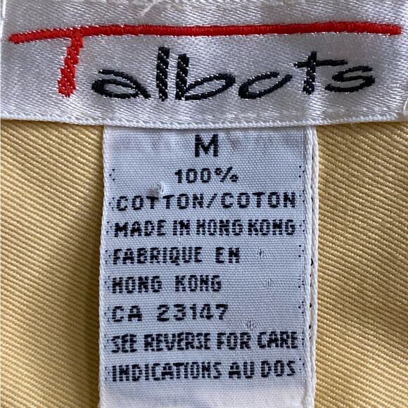 Talbots Buttery Yellow Button Down with Front Pockets & Cuffed Sleeves Size Med - Picture 5 of 5